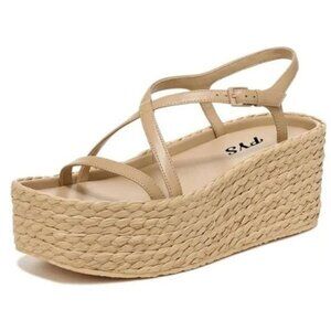 FYS Women Espadrilles Open Toe Platform Sandals Cross Strap Buckle Slingback